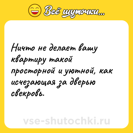 Шутка: Ничто не делает вашу квартиру такой просторной и уютной, как исчезающая за дверью свекровь.