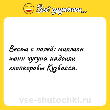 Шутка: Вести с полей: миллион тонн чугуна надоили хлопкоробы Кузбасса.
