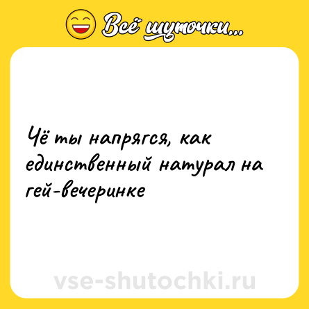 Шутка: Чё ты напрягся, как единственный натурал на гей-вечеринке
