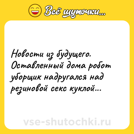 Шутка: Новости из будущего. Оставленный дома робот уборщик надругался над резиновой секс куклой...