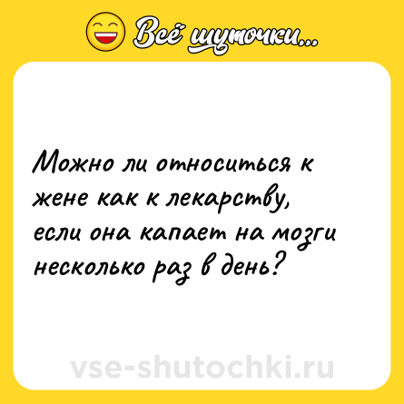 Шутка: Можно ли относиться к жене как к лекарству, если она капает на мозги несколько раз в день?
