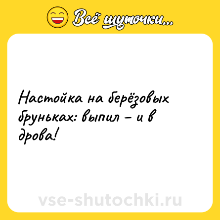 Шутка: Настойка на берёзовых бруньках: выпил – и в дрова!
