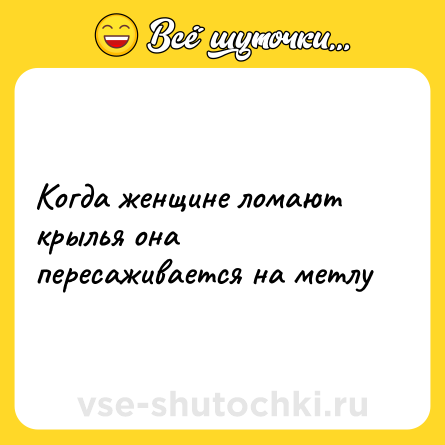 Шутка: Когда женщине ломают крылья она пересаживается на метлу