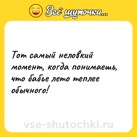 Шутка: Тот самый неловкий момент, когда понимаешь, что бабье лето теплее обычного!