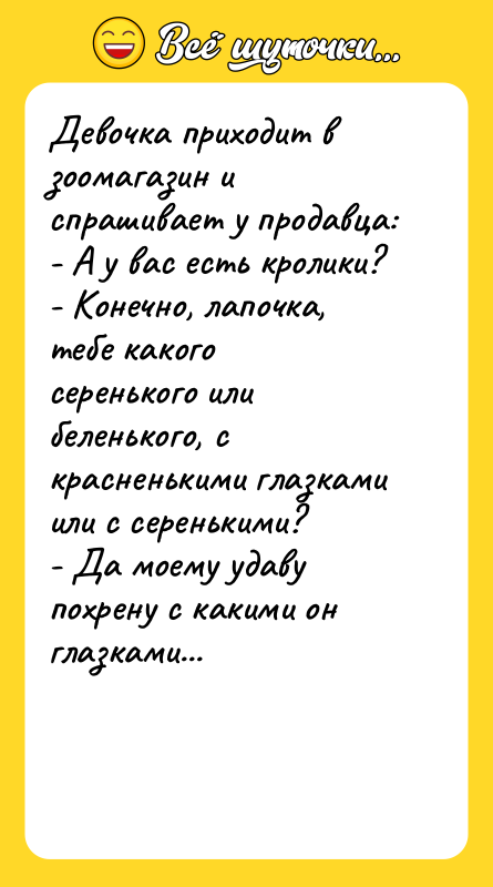 Девочка приходит в зоомагазин и спрашивает у продавца: - А