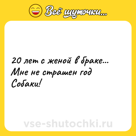 Шутка: 20 лет с женой в браке...<br>Мне не страшен год Собаки!