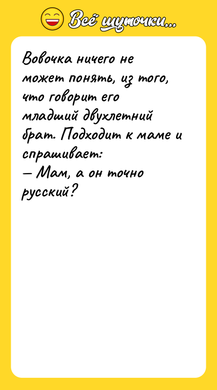 Вовочка ничего не может понять, из того, что говорит его