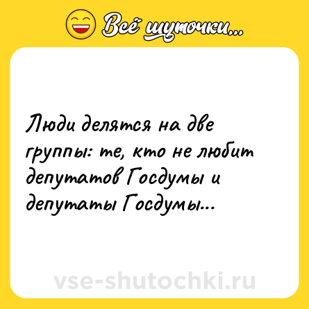 Шутка: Люди делятся на две группы: те, кто не любит депутатов Госдумы и депутаты Госдумы...