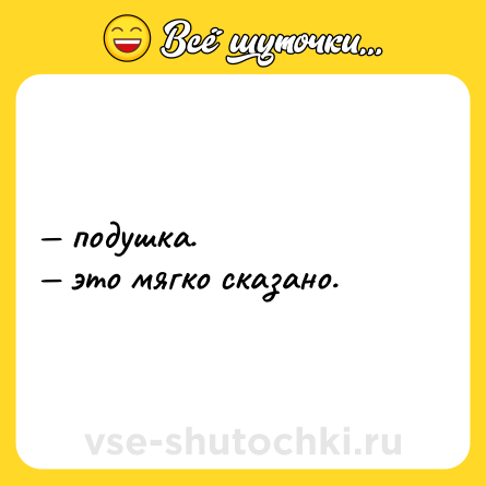 Шутка: — подушка. <br>— это мягко сказано.