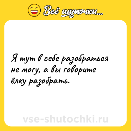 Шутка: Я тут в себе разобраться не могу, а вы говорите ёлку разобрать.