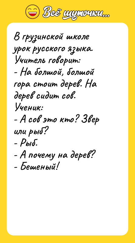 В грузинской школе урок русского языка. Учитель говорит: - На