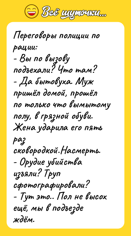 Переговоры полиции по рации: - Вы по вызову подъехали? Что