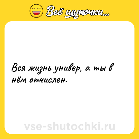 Шутка: Вся жизнь универ, а ты в нём отчислен.