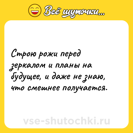 Шутка: Строю рожи перед зеркалом и планы на будущее, и даже не знаю, что смешнее получается.
