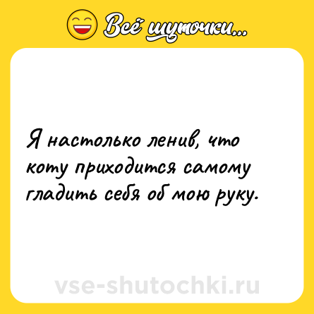 Шутка: Я настолько ленив, что коту приходится самому гладить себя об мою руку.