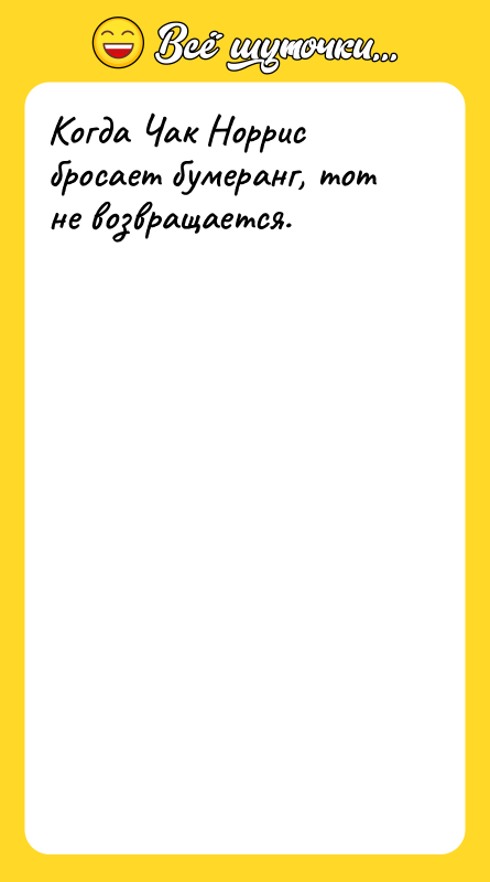 Когда Чак Норрис бросает бумеранг, тот не возвращается.
