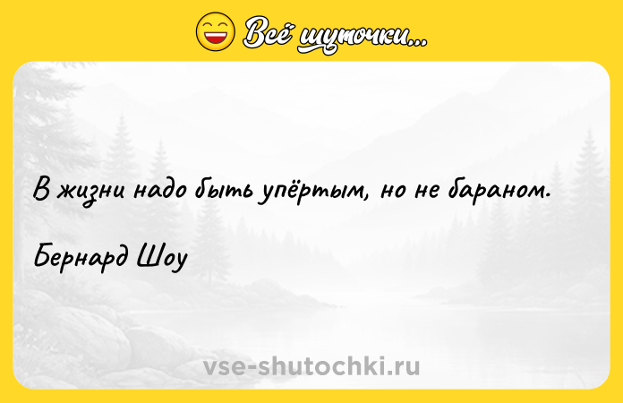 Цитата: В жизни надо быть упёртым, но не бараном. Бернард Шоу