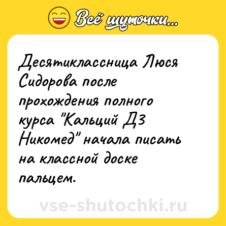 Шутка: Десятиклассница Люся Сидорова после прохождения полного курса 