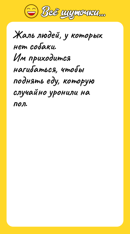 Жаль людей, у которых нет собаки. Им приходится нагибаться, чтобы