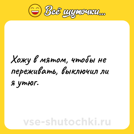 Шутка: Хожу в мятом, чтобы не переживать, выключил ли я утюг.