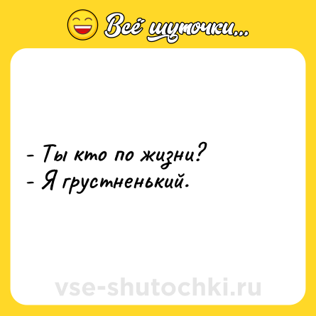 Шутка: - Ты кто по жизни? <br>- Я грустненький.