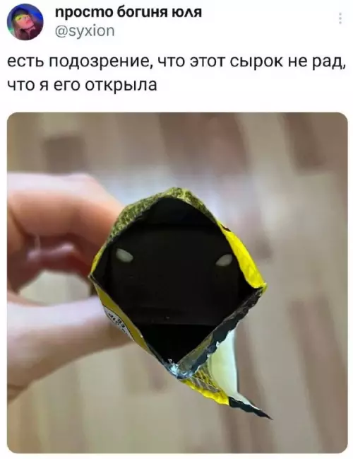 Сырок-мизантроп: когда еда против тебя 🧀😂 - есть подозрение, что этот сырок не рад, что я его
