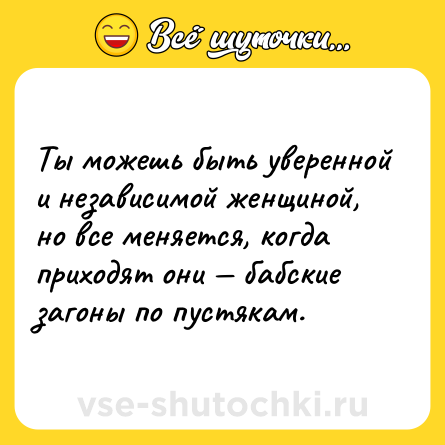 Шутка: Ты можешь быть уверенной и независимой женщиной, но все меняется, когда приходят они — бабские загоны по пустякам.