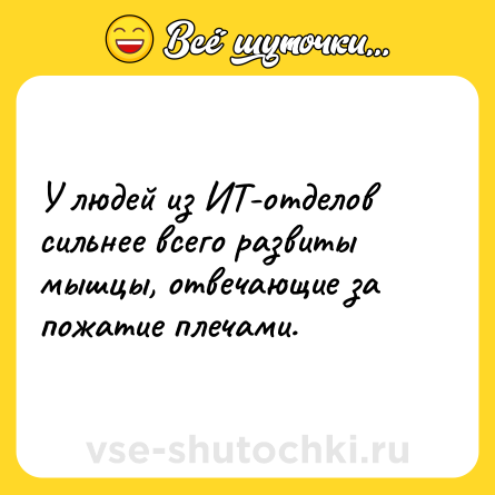 Шутка: У людей из ИТ-отделов сильнее всего развиты мышцы, отвечающие за пожатие плечами.