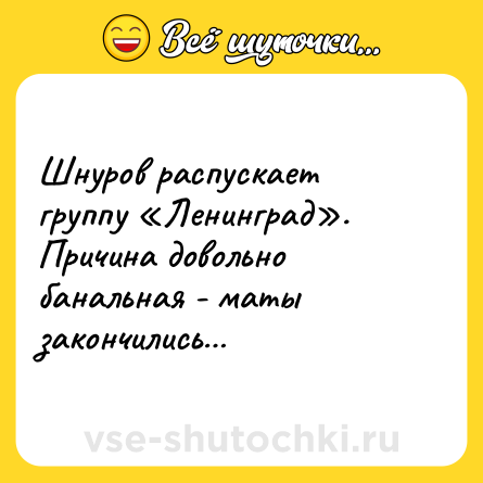 Шутка: Шнуров распускает группу «Ленинград». Причина довольно банальная - маты закончились…