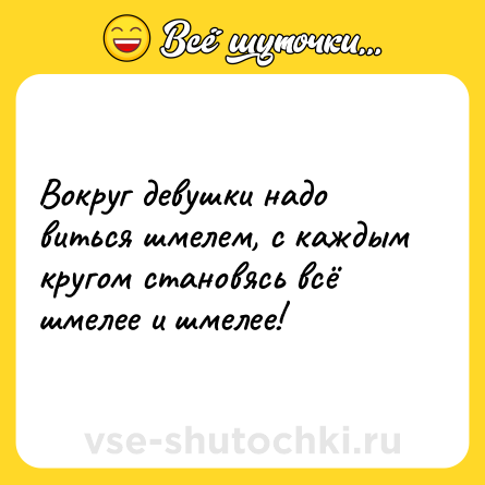 Шутка: Вокруг девушки надо виться шмелем, с каждым кругом становясь всё шмелее и шмелее!