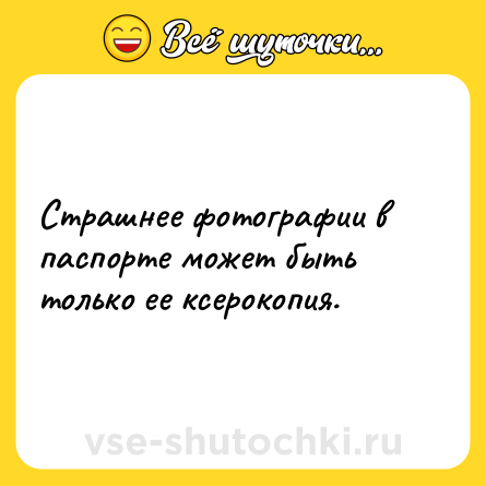 Шутка: Страшнее фотографии в паспорте может быть только ее ксерокопия.