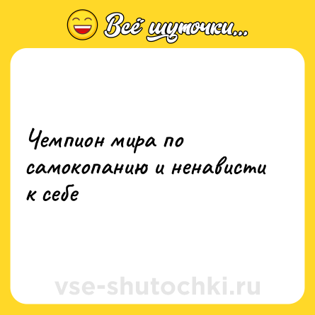 Шутка: Чемпион мира по самокопанию и ненависти к себе