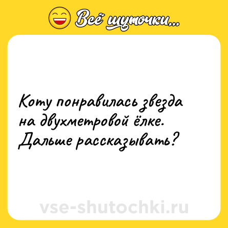 Шутка: Коту понравилась звезда на двухметровой ёлке. Дальше рассказывать?