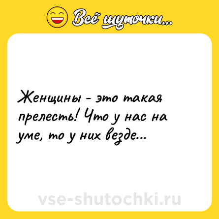 Шутка: Женщины - это такая прелесть! Что у нас на уме, то у них везде...