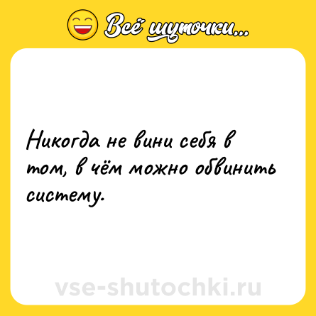 Шутка: Никогда не вини себя в том, в чём можно обвинить систему.