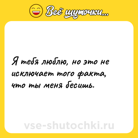 Шутка: Я тебя люблю, но это не исключает того факта, что ты меня бесишь.