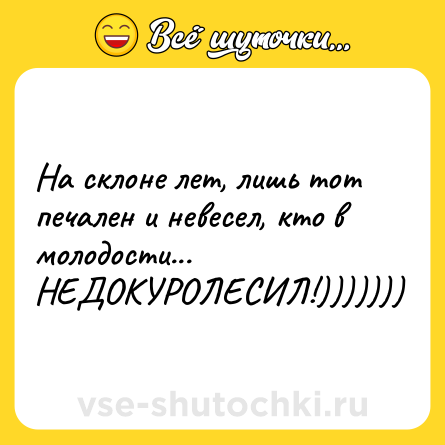 Шутка: На склоне лет, лишь тот печален и невесел, кто в молодости... НЕДОКУРОЛЕСИЛ!)))))))