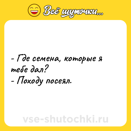Шутка: - Где семена, которые я тебе дал? <br>- Походу посеял.