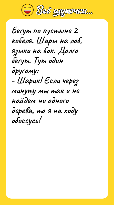 Бегут по пустыне 2 кобеля. Шары на лоб, языки на