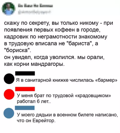 Смешная картинка №487978 "Перлы" трудовых книжек Работа