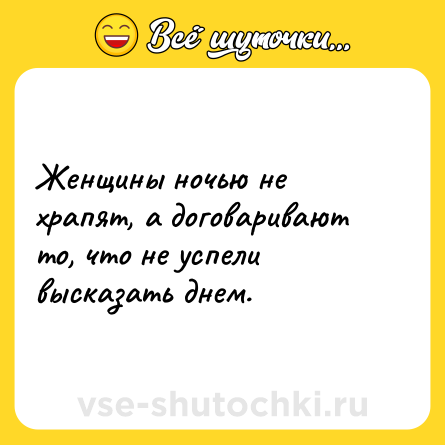 Шутка: Женщины ночью не храпят, а договаривают то, что не успели высказать днем.