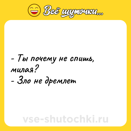 Шутка: - Ты почему не спишь, милая? <br>- Зло не дремлет