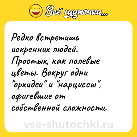 Шутка: Редко встретишь искренних людей. Простых, как полевые цветы. Вокруг одни 