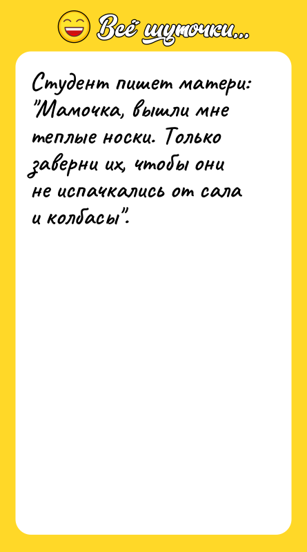 Студент пишет матери: 