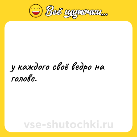 Шутка: у каждого своё ведро на голове.