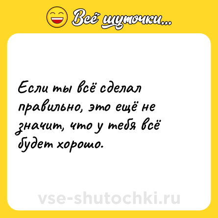 Шутка: Если ты всё сделал правильно, это ещё не значит, что у тебя всё будет хорошо.