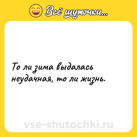 Шутка: То ли зима выдалась неудачная, то ли жизнь.