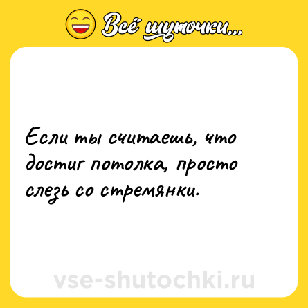 Шутка: Если ты считаешь, что достиг потолка, просто слезь со стремянки.