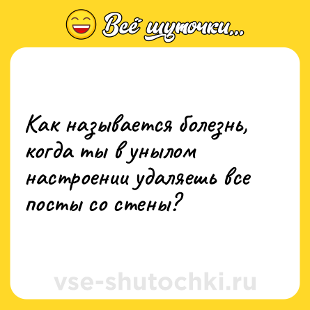 Шутка: Как называется болезнь, когда ты в унылом настроении удаляешь все посты со стены?
