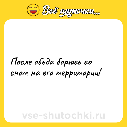 Шутка: После обеда борюсь со сном на его территории!